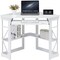White Engineered Wood Corner Computer Desk with Shelves and Keyboard Tray